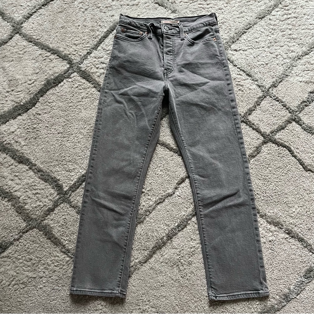 Levi’s wedgie straight jeans gray high rise button fly 29